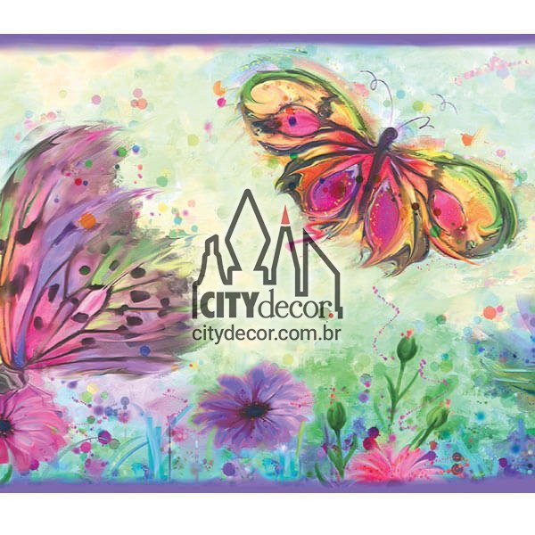Faixa de parede Borboletas e Flores Faixa de parede Borboletas e Flores