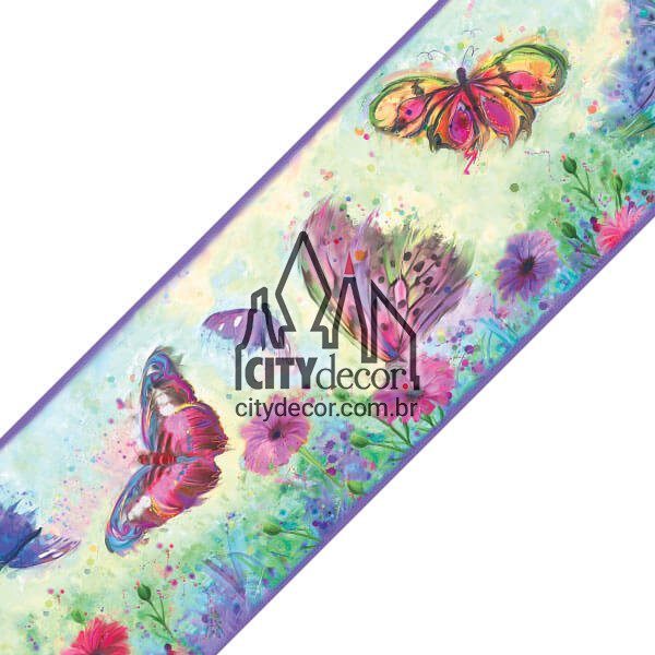 Faixa decorativa Borboletas e Flores Faixa decorativa Borboletas e Flores