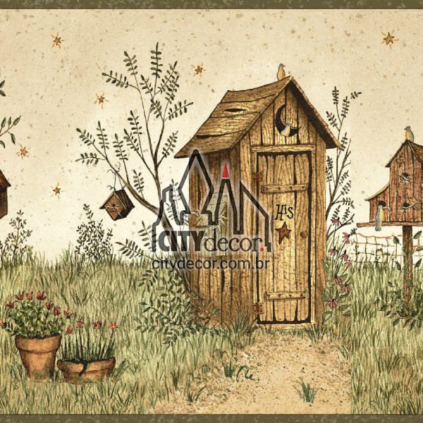 Faixa decorativa de parede Banheiro na Roça Faixa decorativa de parede Banheiro na Roça
