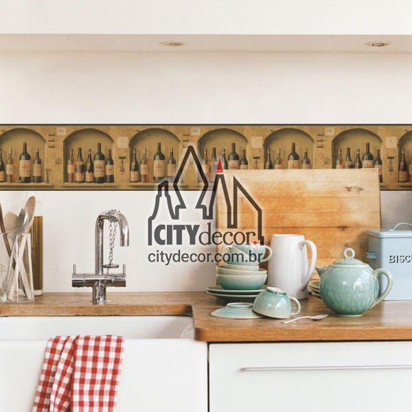 Faixa decorativa de parede para cozinha vinhos Faixa decorativa para cozinha vinhos