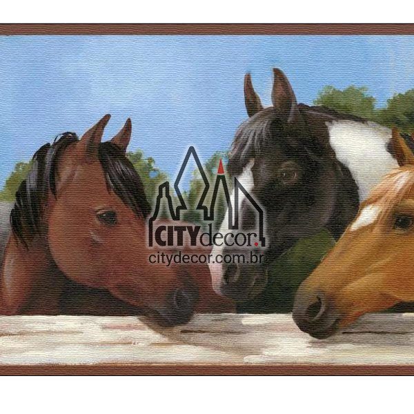 Faixa de parede cavalos na cerca Faixa de parede cavalos na cerca