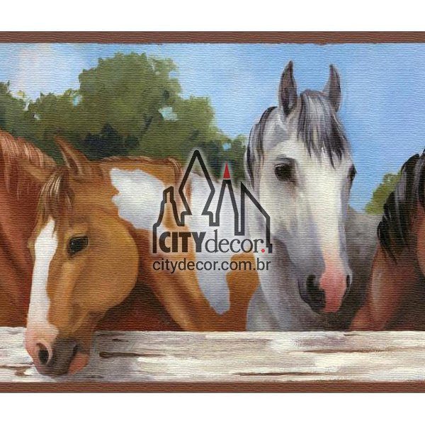 Faixa de parede cavalos na cerca Faixa de parede cavalos na cerca