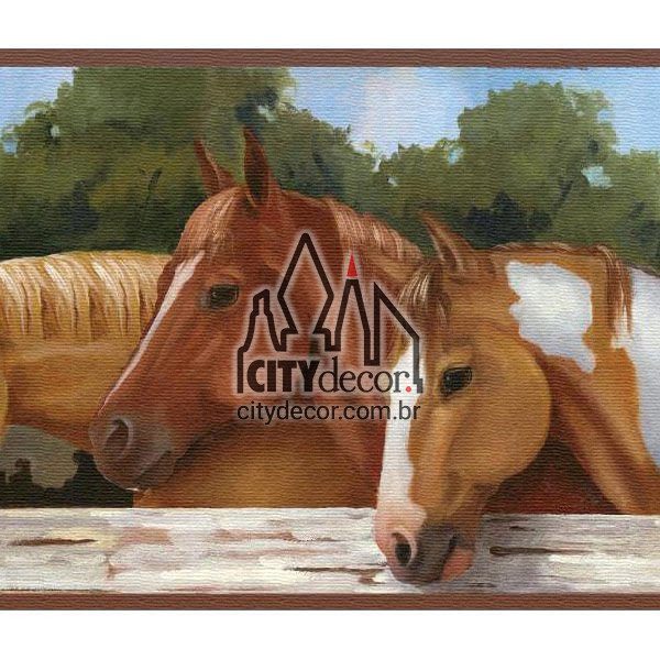 Faixa de parede cavalos na cerca Faixa de parede cavalos na cerca