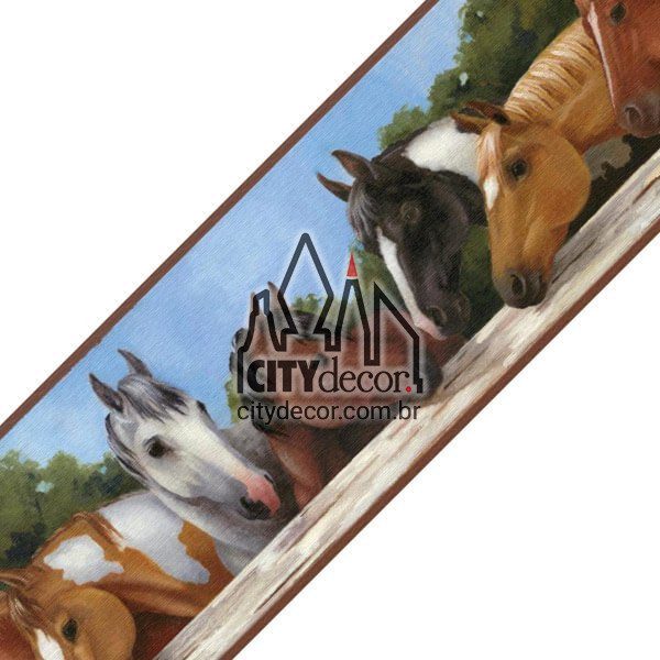 Faixa decorativa de parede cavalos na cerca Faixa decorativa de parede cavalos na cerca