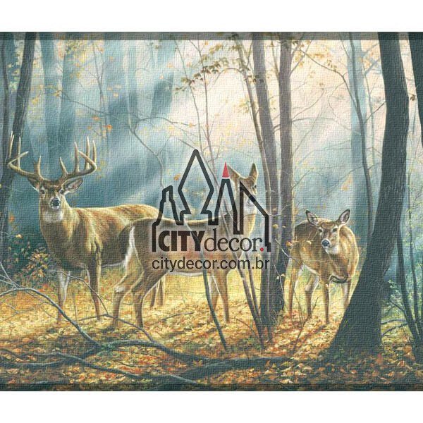 Faixa decorativa Cervos na Floresta Faixa decorativa Cervos na Floresta