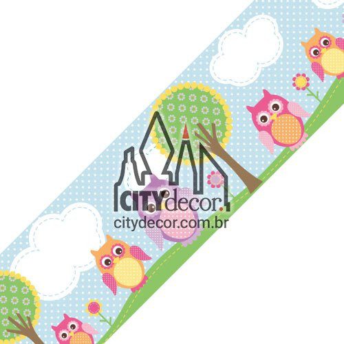 Faixa de parede para quarto de bebê Corujinhas Faixa de parede para quarto de bebê Corujinhas