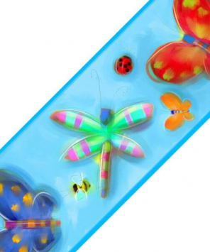 Faixa decorativa de parede borboletas e libélulas