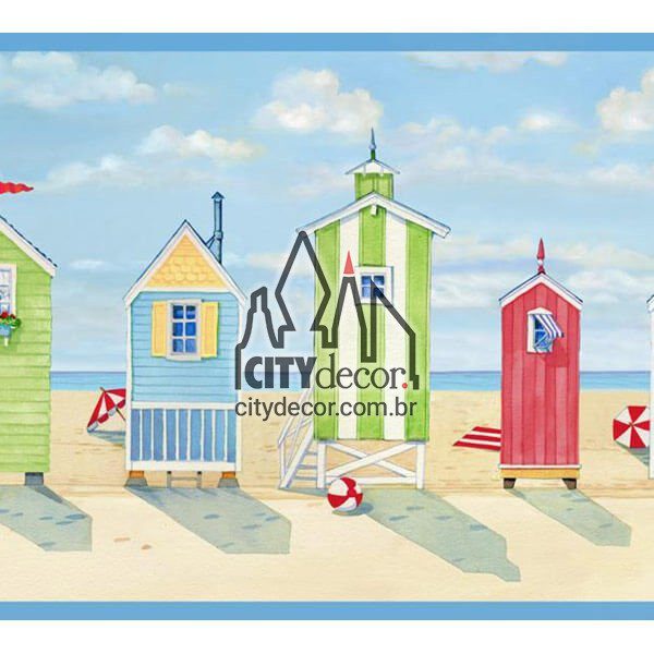 Faixa decorativa de parede cabanas de praia Faixa decorativa de parede cabanas de praia