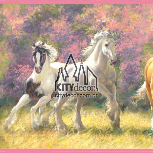 Faixa decorativa cavalos no campo Faixa decorativa cavalos no campo
