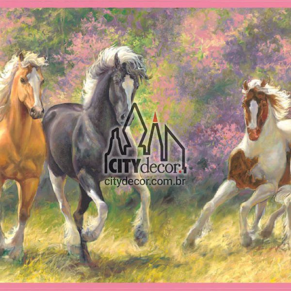 Faixa decorativa cavalos no campo Faixa decorativa cavalos no campo