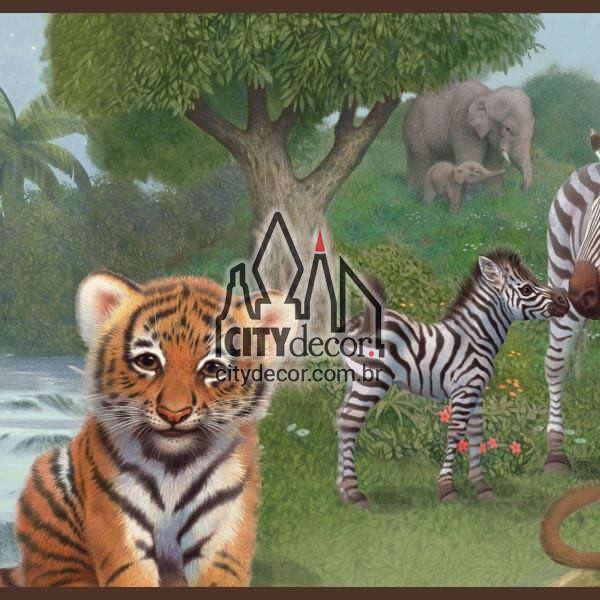 Faixa decorativa border filhotes na Selva Faixa decorativa border filhotes na Selva