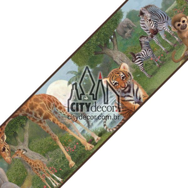 Faixa decorativa de parede Filhotes dos bichinhos na Selva Faixa decorativa de parede Filhotes dos bichinhos na Selva