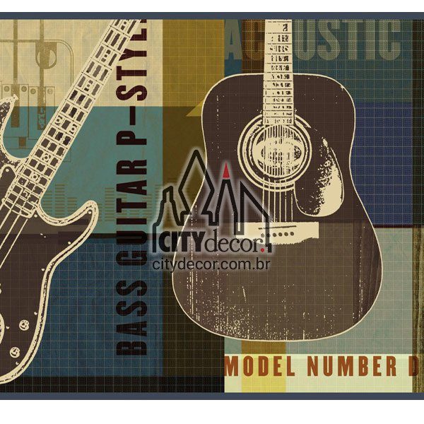 Faixa decorativa de parede Guitarras Faixa decorativa de parede Guitarras