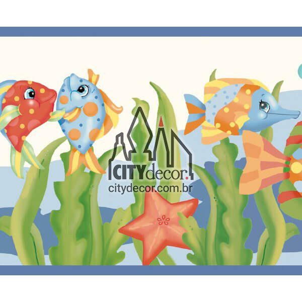 Faixa decorativa infantil peixinhos coloridos Faixa decorativa infantil peixinhos coloridos