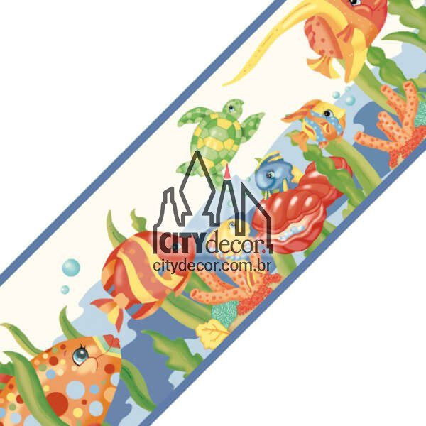 Faixa decorativa de parede infantil peixinhos coloridos Faixa decorativa de parede infantil peixinhos coloridos