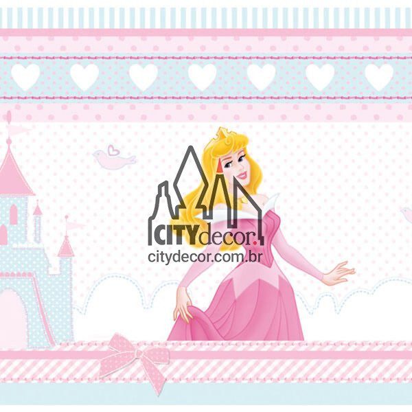 Faixa decorativa Princesas Disney Faixa decorativa de parede Princesas Disney e castelo