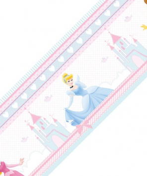 detalhe Faixa decorativa de parede Princesas Disney e castelo