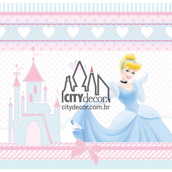 Faixa adesiva Princesas Disney Faixa decorativa de parede Princesas Disney e castelo