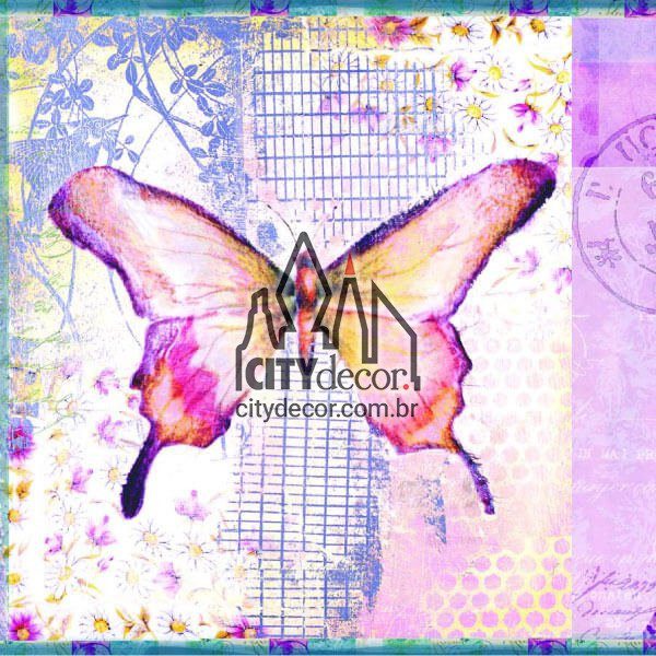 Faixa de parede border Paris e Borboletas Faixa de parede border Paris e Borboletas