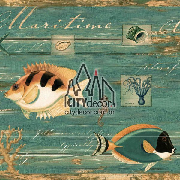 Faixa decorativa de parede Peixes Marinhos Faixa decorativa de parede Peixes Marinhos
