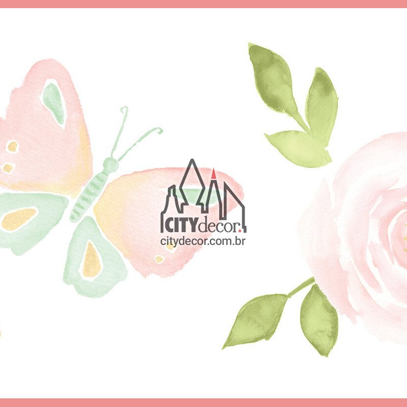 Faixa adesiva rosas e borboletas Faixa adesiva rosas e borboletas