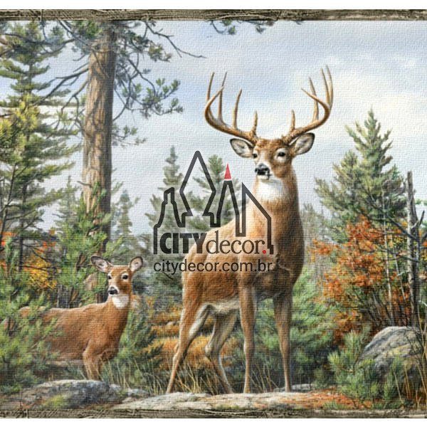 Faixa decorativa Veados na Floresta Faixa decorativa Veados na Floresta