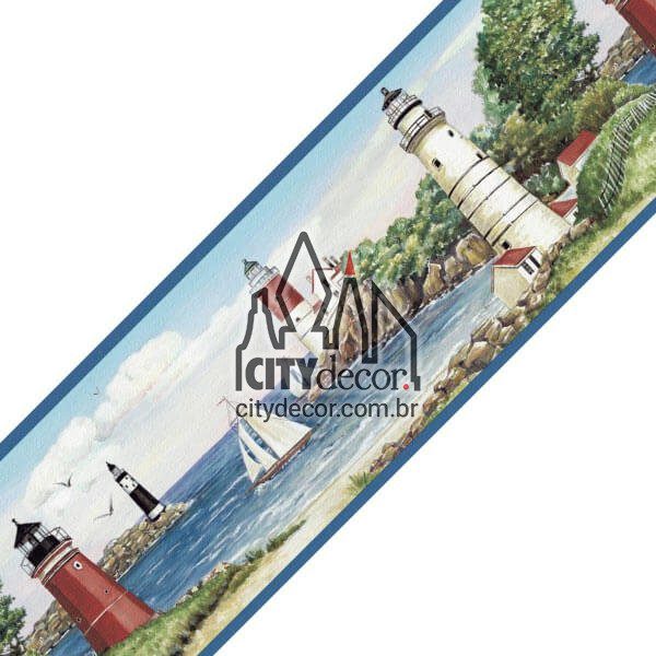 Faixa decorativa de parede Veleiros e Faróis Faixa decorativa de parede Veleiros e Faróis