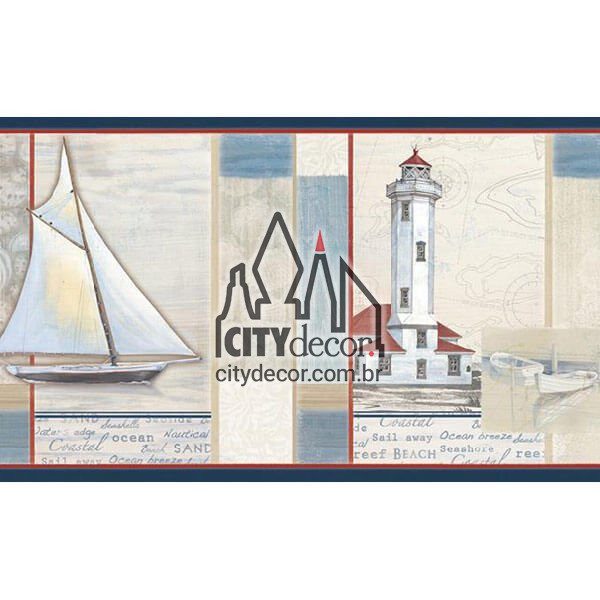 Faixa decorativa de parede veleiros e farol Faixa decorativa de parede veleiros e farol