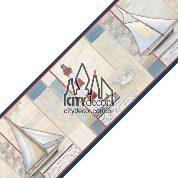 Faixa decorativa de parede veleiros e farol Faixa decorativa de parede veleiros e farol