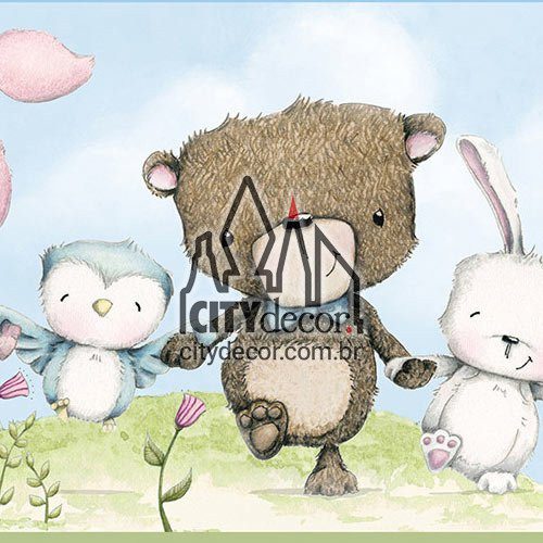 Faixa de parede para quarto de bebê Desfile dos bichinhos Faixa de parede para quarto de bebê Desfile dos bichinhos