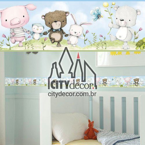 Faixa de parede infantil Desfile dos bichinhos Faixa de parede infantil Desfile dos bichinhos