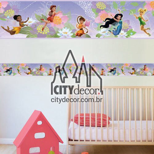 Faixa decorativa para quarto infantil Fadas Disney Faixa decorativa para quarto infantil Fadas Disney