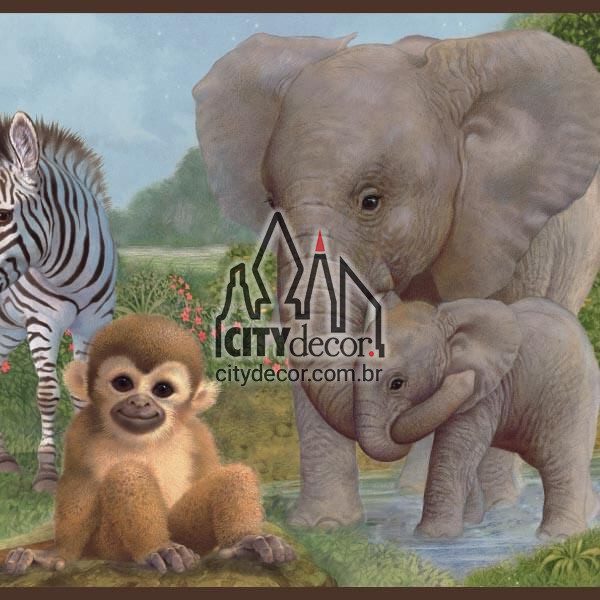 Faixa decorativa border animais com filhotes na Selva Faixa decorativa border animais com filhotes na Selva
