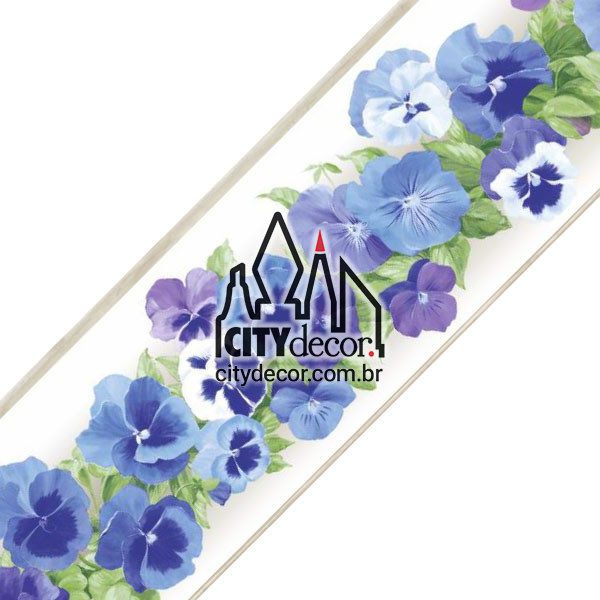 Faixa decorativa floral amor-perfeito azul Faixa decorativa floral amor-perfeito azul