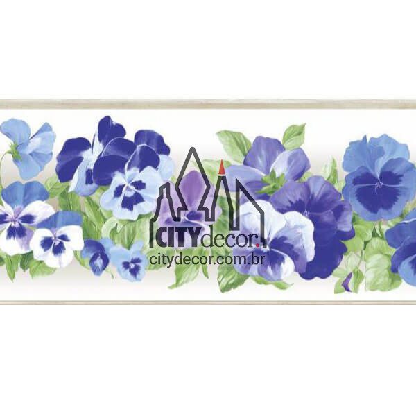 Faixa de parede floral amor-perfeito azul