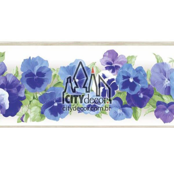 Faixa de parede floral amor-perfeito azul Faixa de parede floral amor-perfeito azul