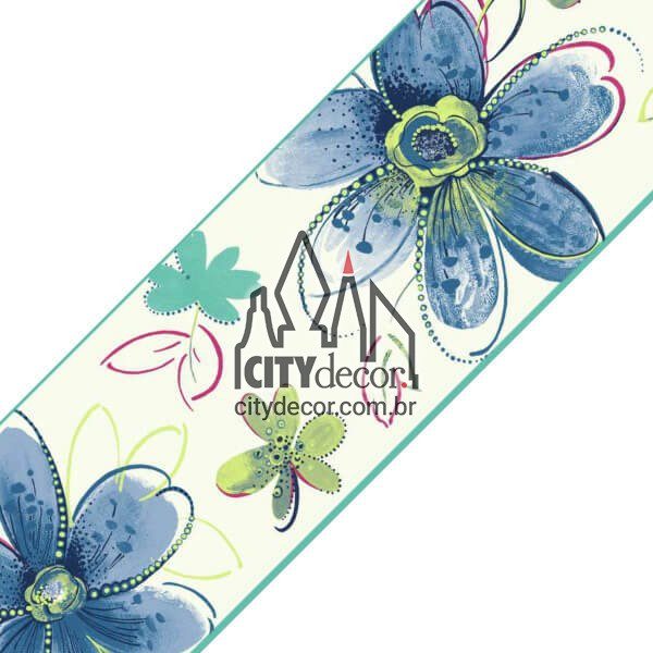 Faixa decorativa floral boho - azul Faixa decorativa floral boho - azul