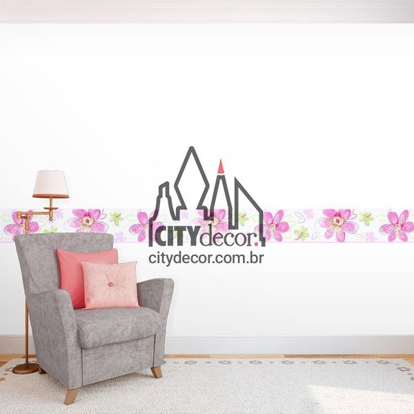 Faixa de parede floral boho - rosa Faixa de parede floral boho - rosa