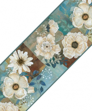 Faixa decorativa floral gardênias - azul