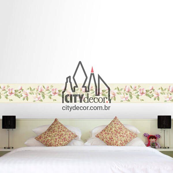 Faixa decorativa de parede floral Magnólia Faixa decorativa de parede floral Magnólia