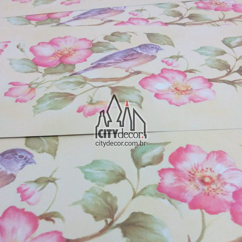Faixa de parede flores com pássaros Faixa de parede flores com pássaros