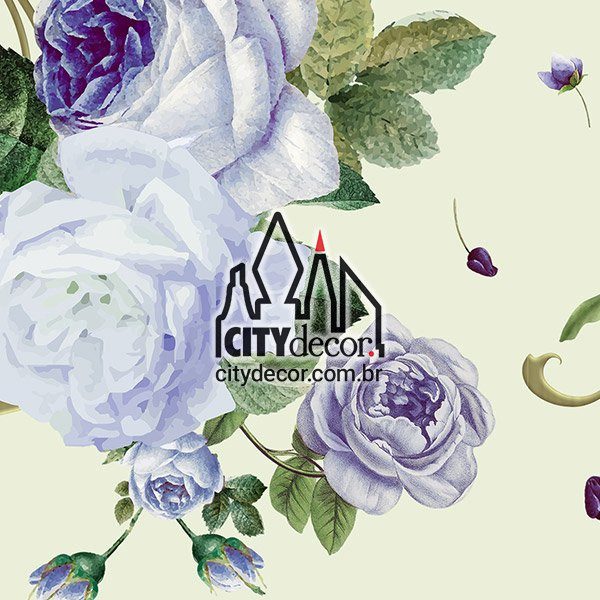 Faixa de parede floral rosas azuis Faixa de parede floral rosas azuis