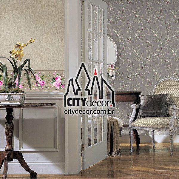 Faixa de parede floral rosas cor de rosa Faixa de parede floral rosas cor de rosa