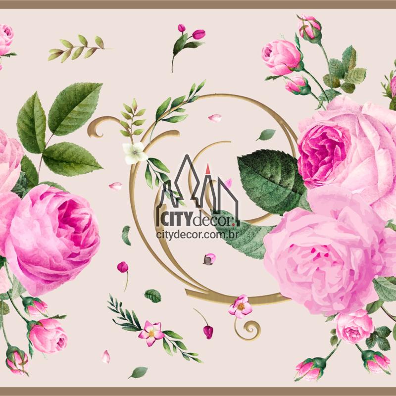 Faixa adesiva rosas bege arabescos Faixa adesiva rosas bege arabescos
