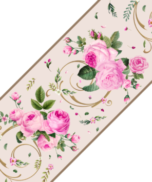 Faixa de parede adesiva buquê de rosas bege com arabescos