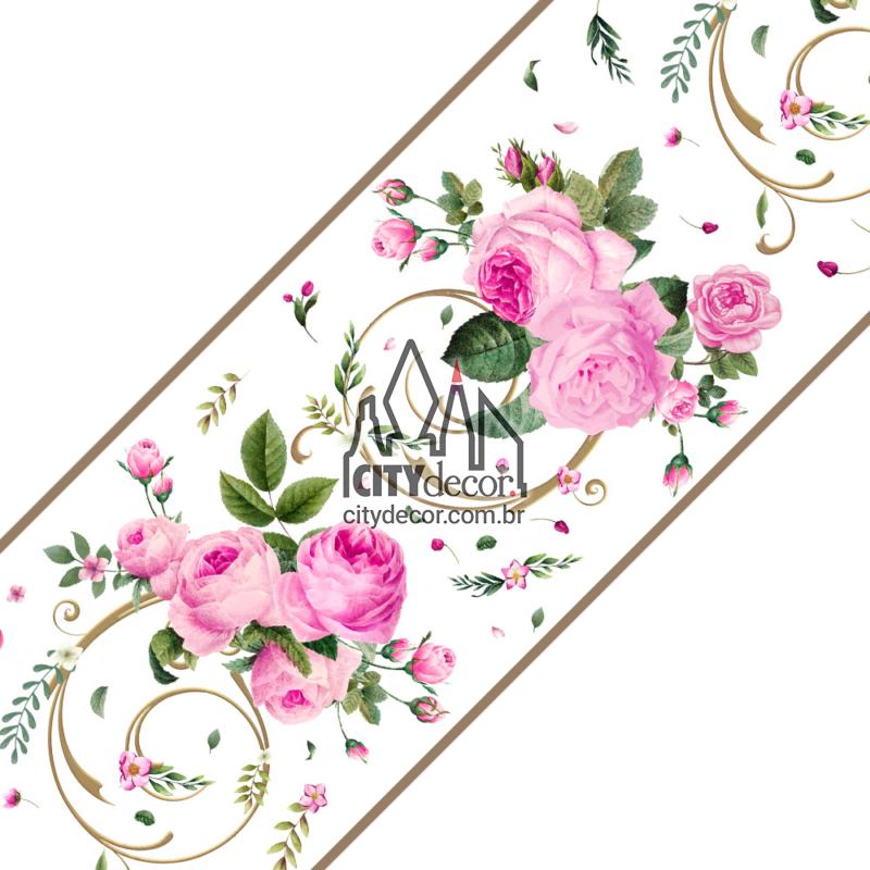Faixa de parede floral rosas Faixa de parede floral rosas