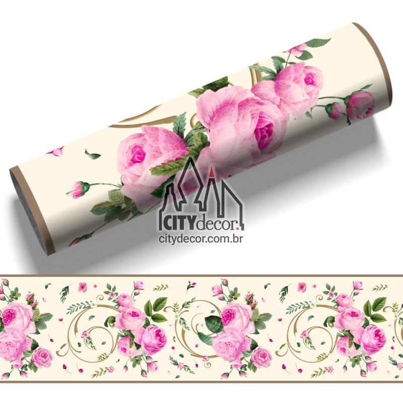 Faixa decorativa rosas com arabescos Faixa decorativa rosas com arabescos
