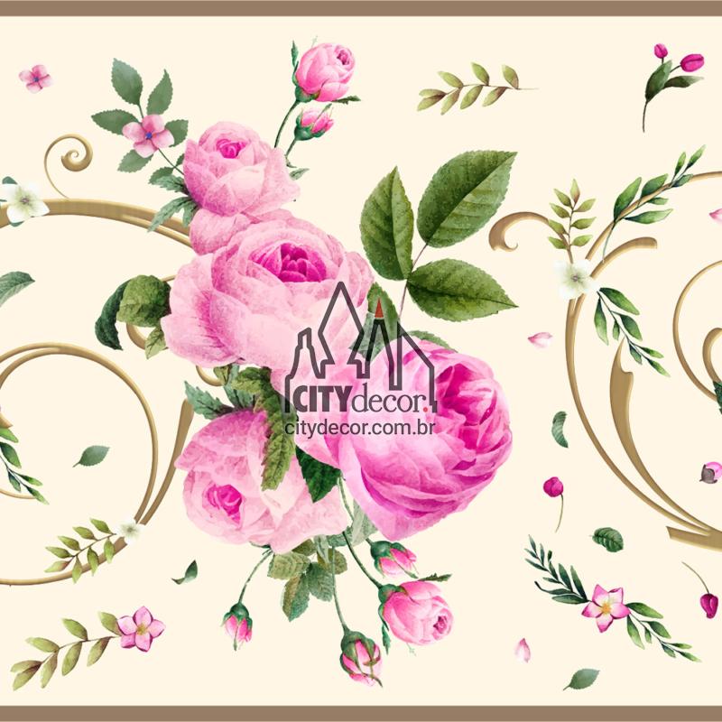 Faixa adesiva rosas com arabescos Faixa adesiva rosas com arabescos
