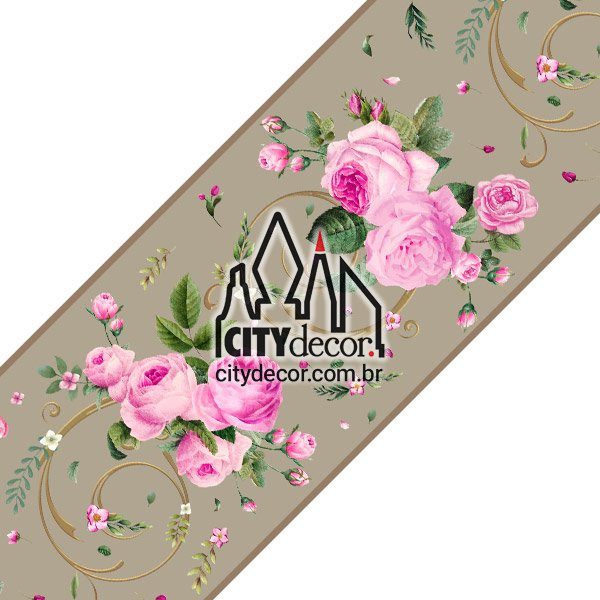 Faixa decorativa floral rosas cor de rosa Faixa decorativa floral rosas cor de rosa