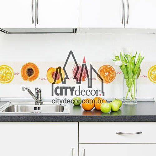 Faixa decorativa para cozinha Frutas tropicais Faixa decorativa para cozinha Frutas tropicais